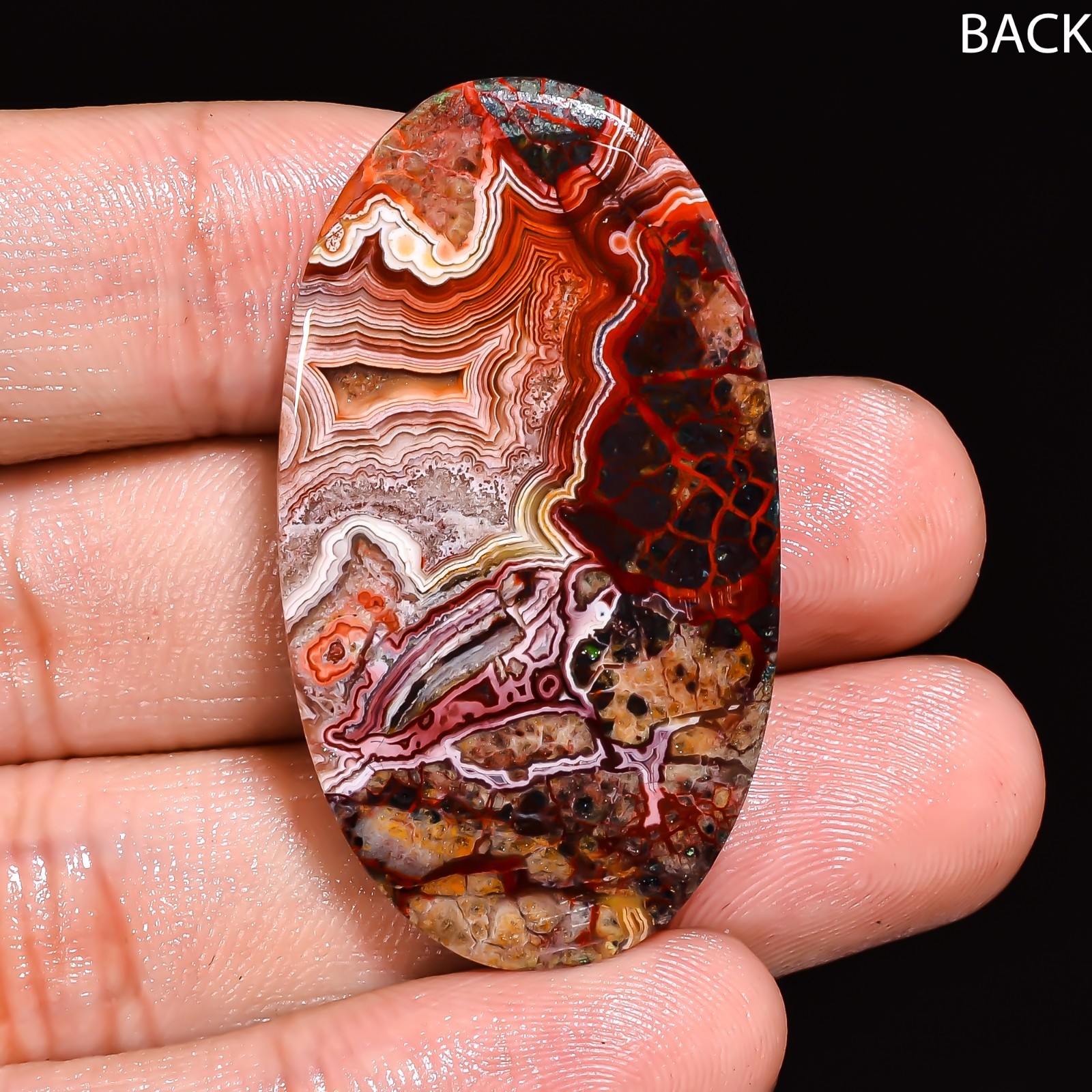 Natural Crazy Lace Agate Oval Shape Cabochon Loose Gemstone 41X23X6 MM 50.5 Cts.