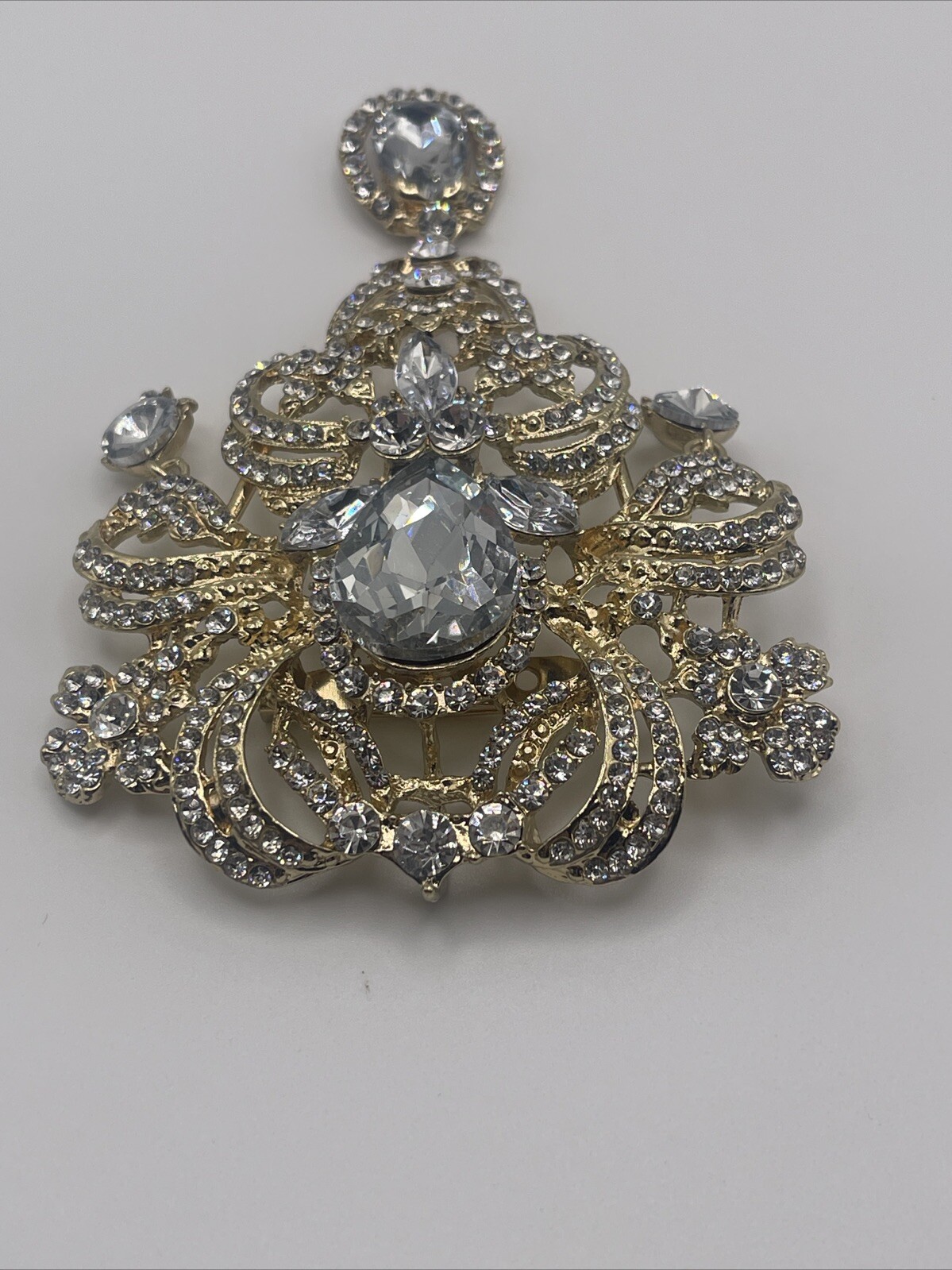 HUGE Chandelier Rhinestone Brooch/Ornaments/Special Occasion Decor 5”x3” ELEGANT