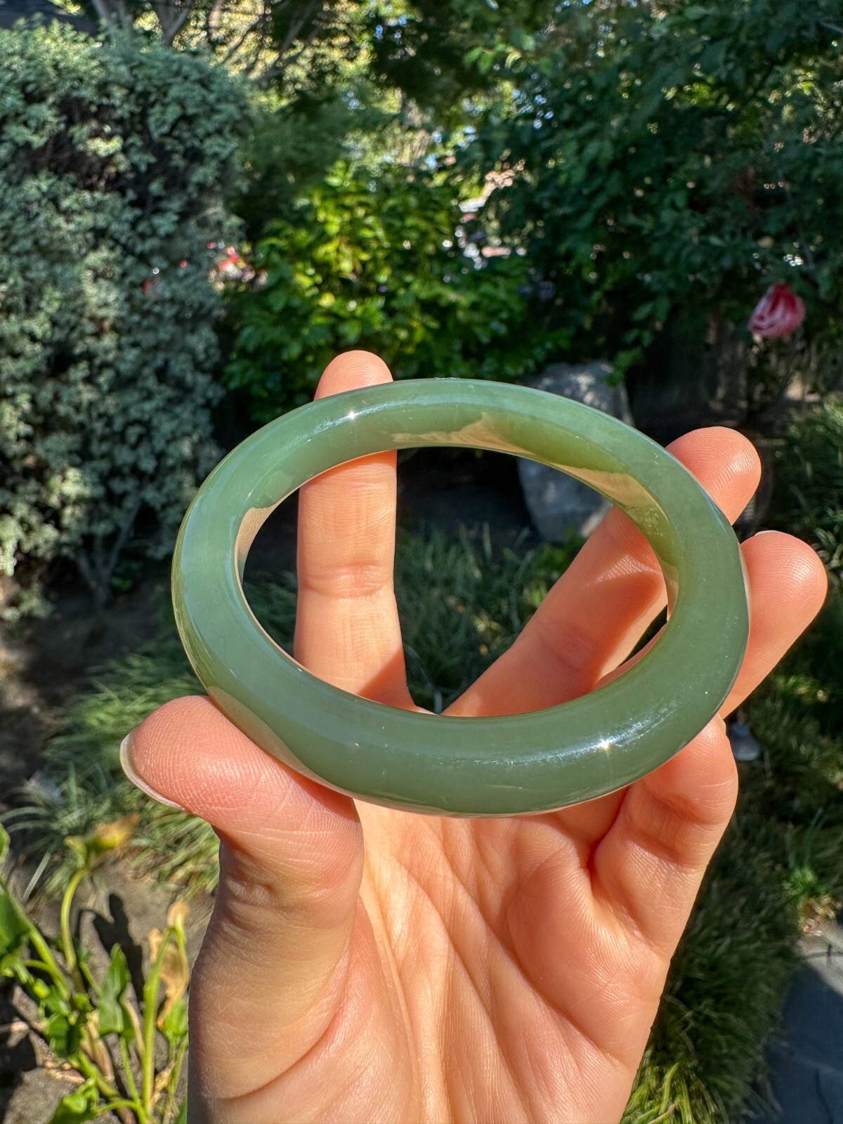 57mm High-grade Oily Water Green Blue Nephrite Bangle Bracelet | 57口蓝绿和田玉手镯