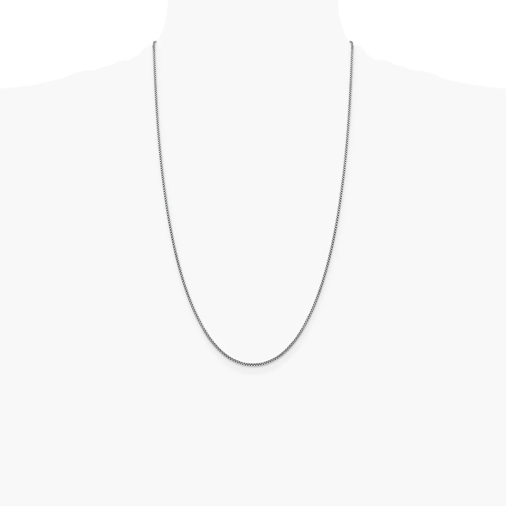 14K White Gold 1.5mm Semi-Solid Round Box Chain Necklace 16″-30″