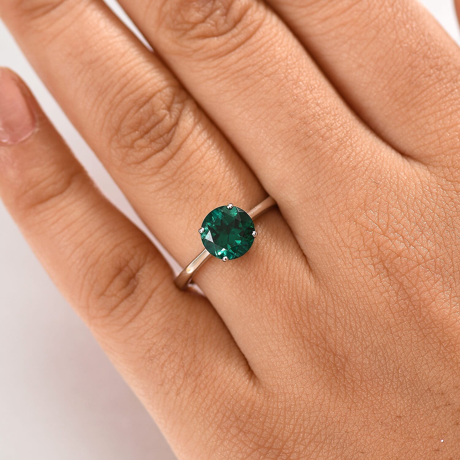 AAA Lab Grown Emerald 1.64 ctw Solitaire Ring in 10K White Gold Size 9.0