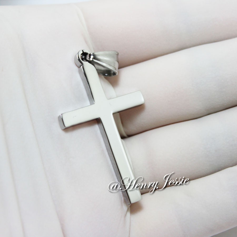 18″20″24″30″Stainless Steel 2.5/3.5mm Silver Rope Chain Plain Cross Pendant*P29