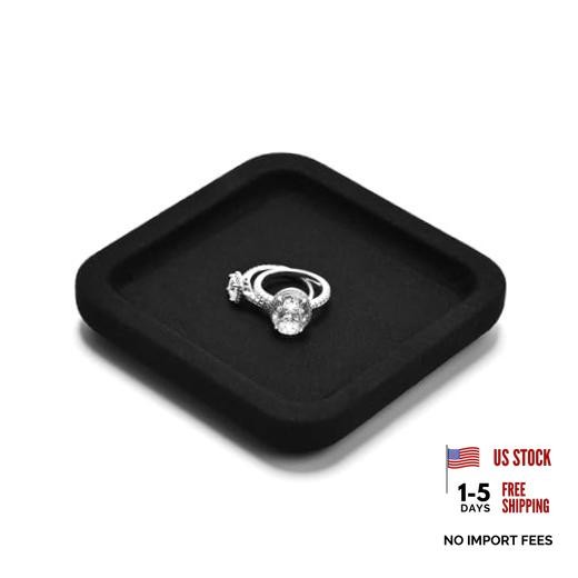 Microfiber Jewelry Display Flat Tray for Rings Earrings 10 * 10 * 1.5cm Black