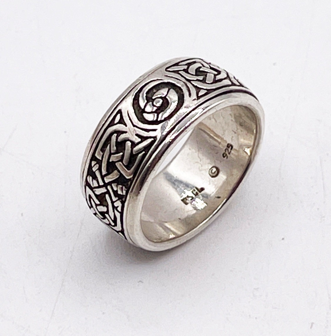 Peter Stone PSCL 925 Sterling Silver Celtic Knot Band Ring Wide Unisex Size 8.5