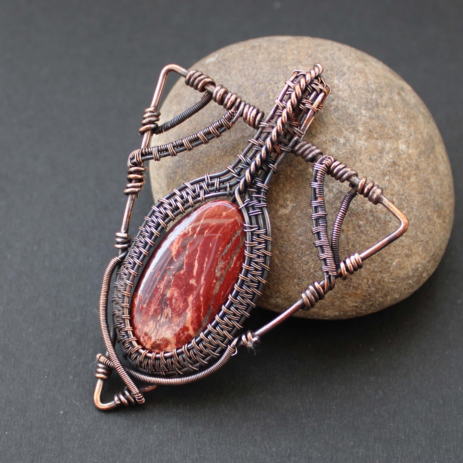 Red Jasper Handmade Pendant Copper Wire Wrapped Pendant Wire Wrapped Jewelry