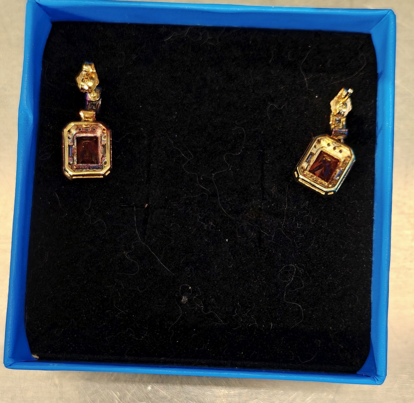 Victoria Wieck Padparadscha Sapphire Earrings rare & emerald-cut orange gemstone