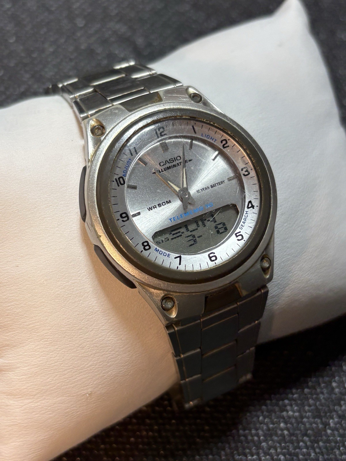 Casio Illuminator 2747 AW-80 World Time Telememo 30 Ana-Digi Watch Runs,#2