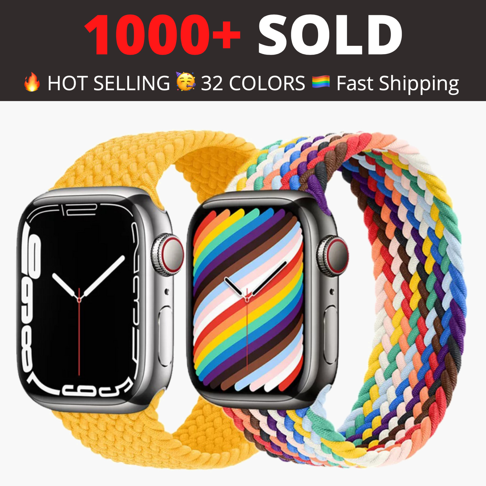 For Apple Iwatch Series 10 9 8 7 6 5 4 3 2 1 SE Nylon Braided Solo Loop Strap US