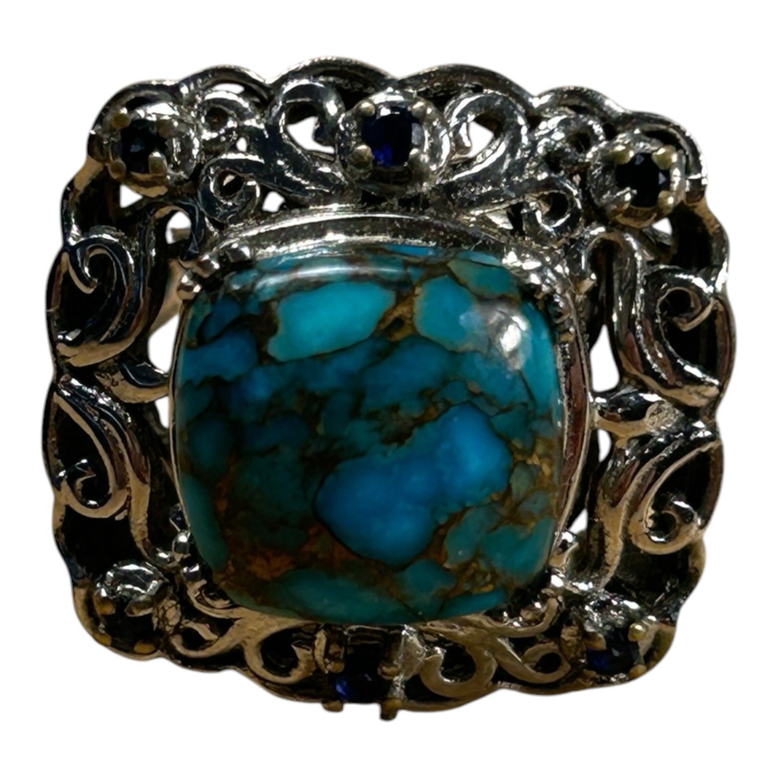 Copper Turquoise Ring Sterling Silver 925 Karis STS Size 7.5