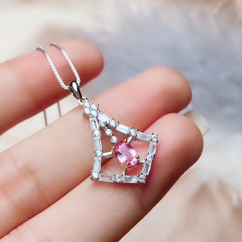 1.82CT Simulated Diamond Unique Necklace Silver Plated Pendant Valentine Gifts