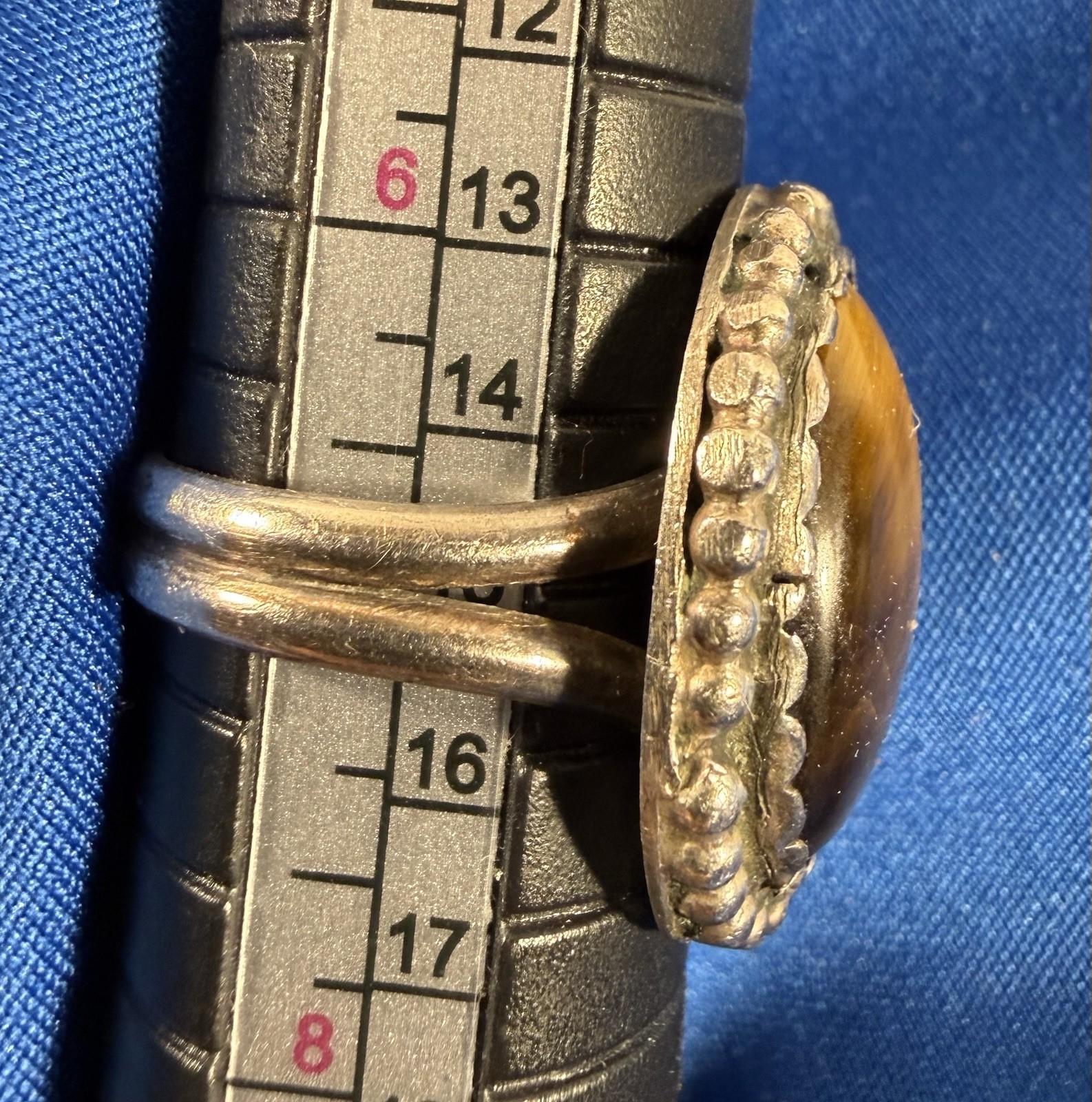 Vintage Navajo Sterling Silver Tigers Eye Statement Ring Sz 7 Native Southwest