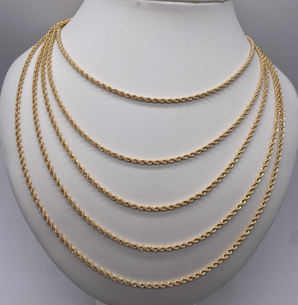9ct Yellow Gold 2.8mm Italian Rope Chains 16 – 24 Inch Hallmarked