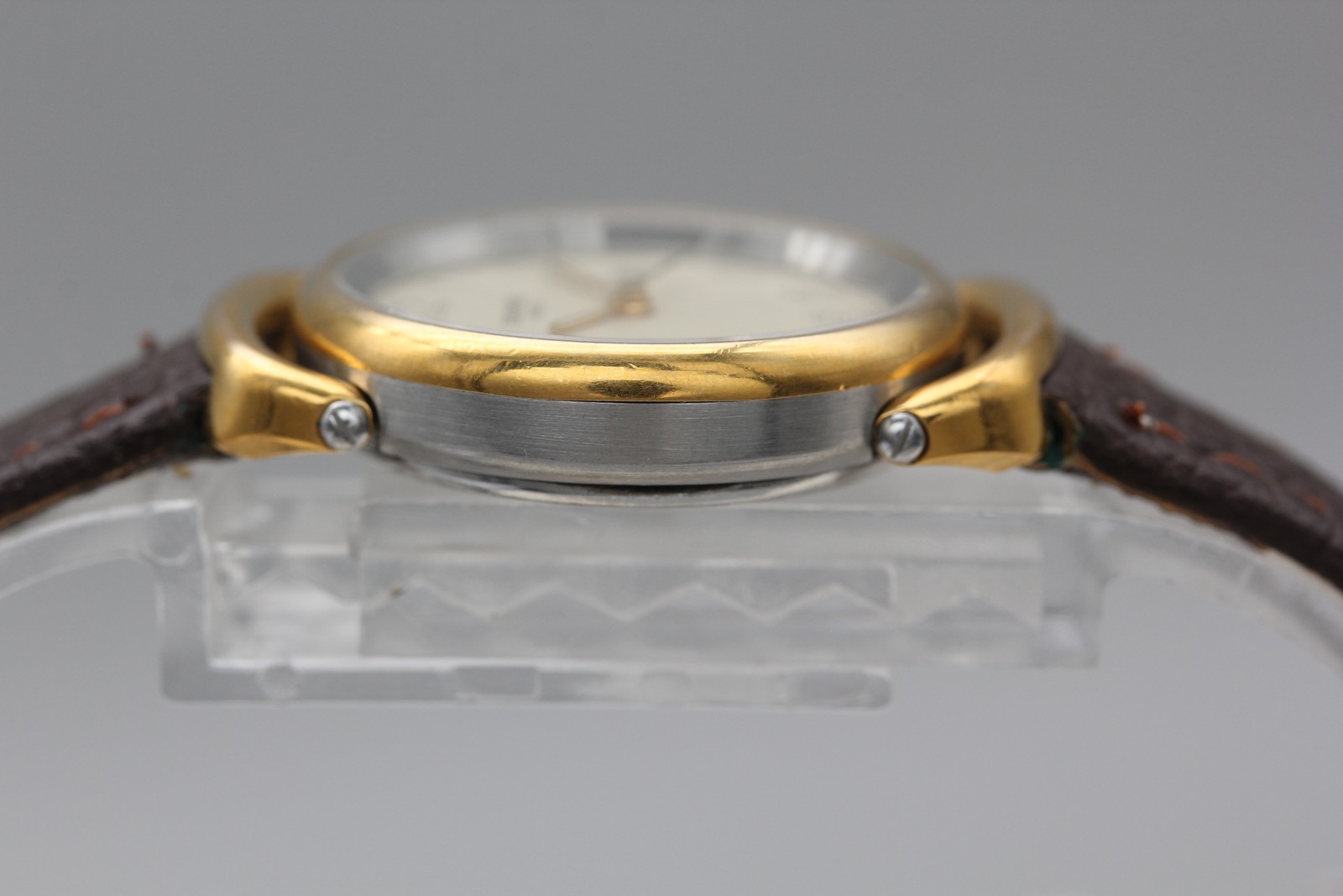 Serviced【Near MINT / Box】HERMES Pullman 24mm Gold Dial Quartz Date Women’s Watch