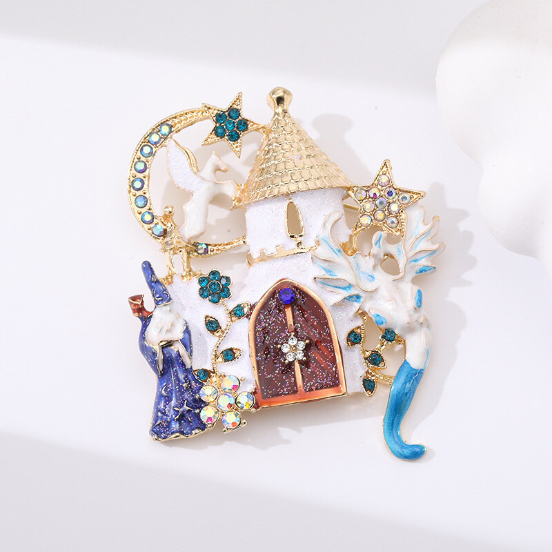 hot selling star moon castle brooch luxury clothing accessories
