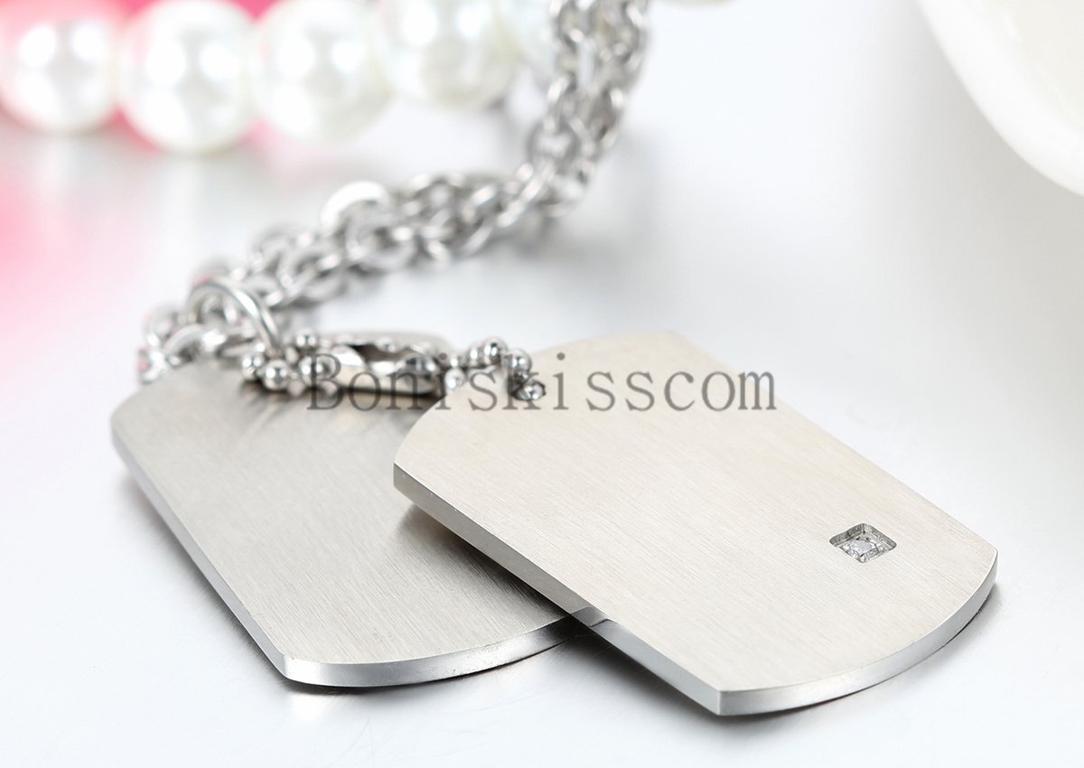 Men’s Personalized Engraved Custom DIY Photo Picture 2 Dog Tags Pendant Necklace