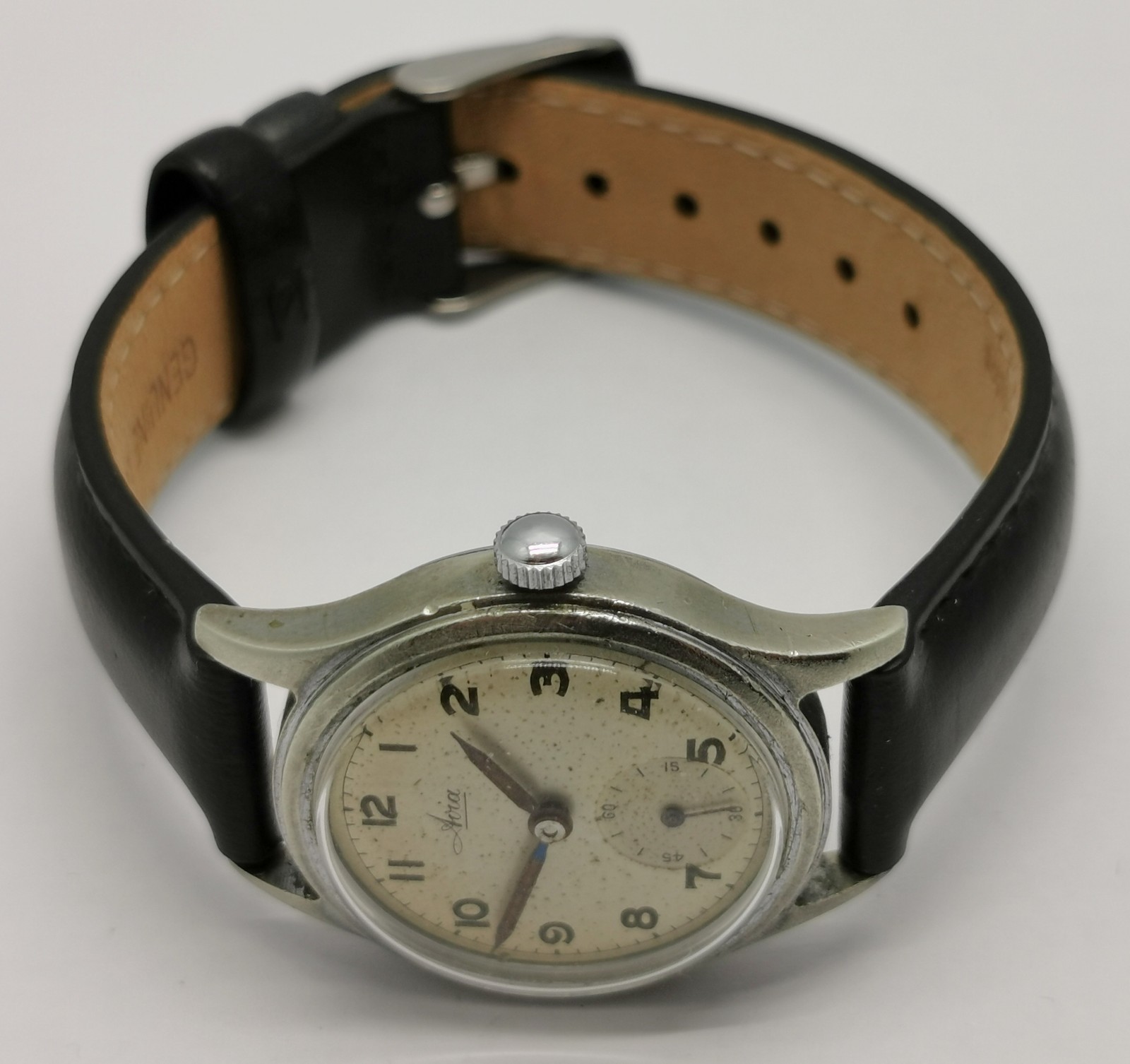 Vtg 1940 Avia Denisteel Case Military Style 15 Jewel 30mm Mechanical Gents Watch