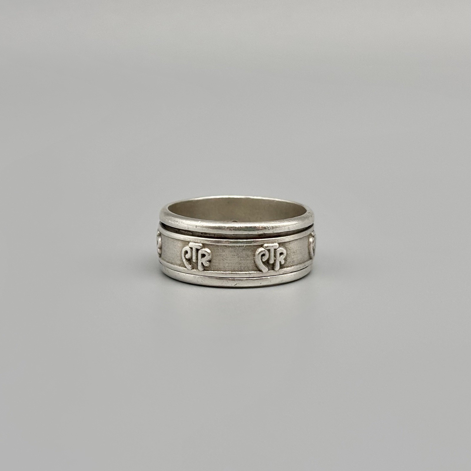 OMIT Sterling Silver Embossed 10mm Spinner Band Sz 11.25 Fidget Ring 7.71g 925