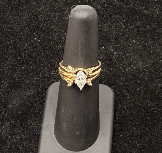 14K Gold Marquise Diamond Engagement Ring JAGi 0.51