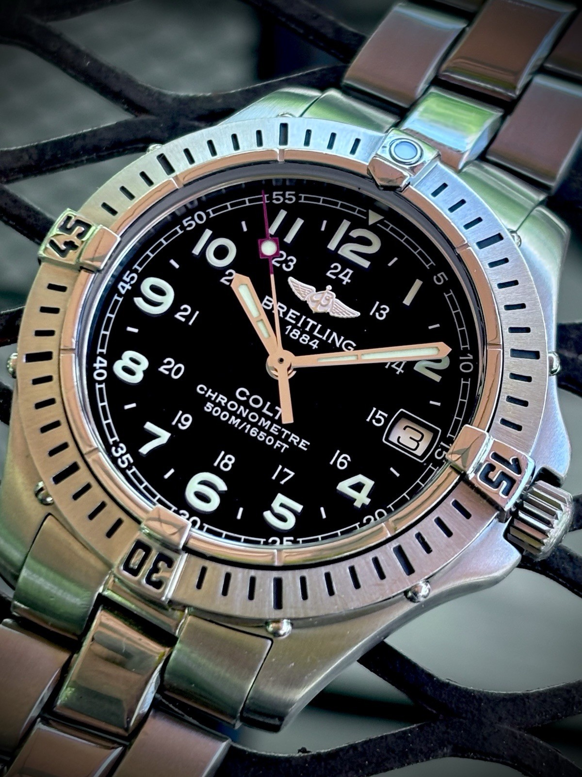 Breitling Colt FULL KIT! Chronometre 500M Quartz A74350 DIVER Arabic Black