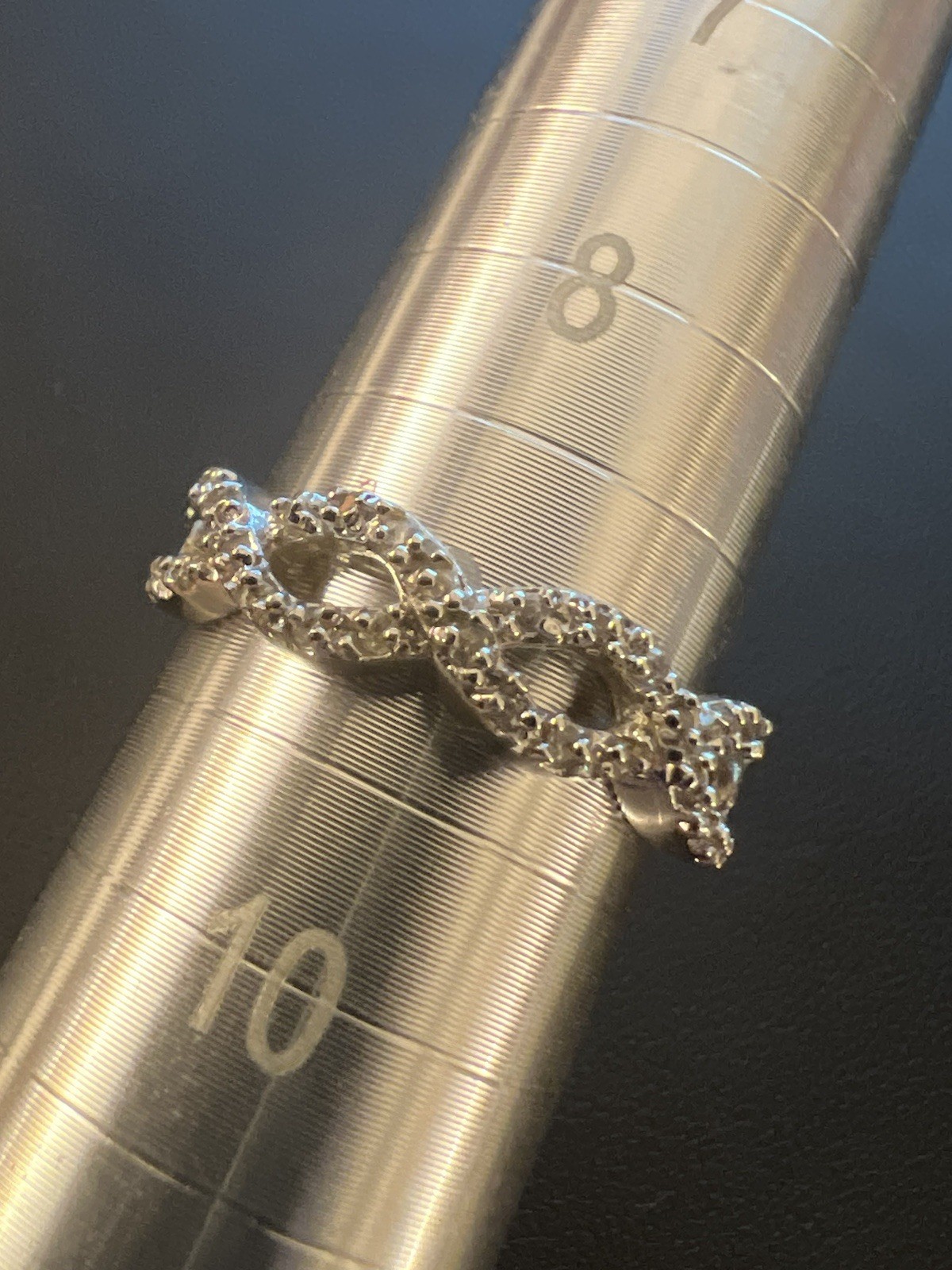 Infinity ♾️ Ring Size 9 Stamped 10kt White Gold Filled Cubic Zirconia Diamond