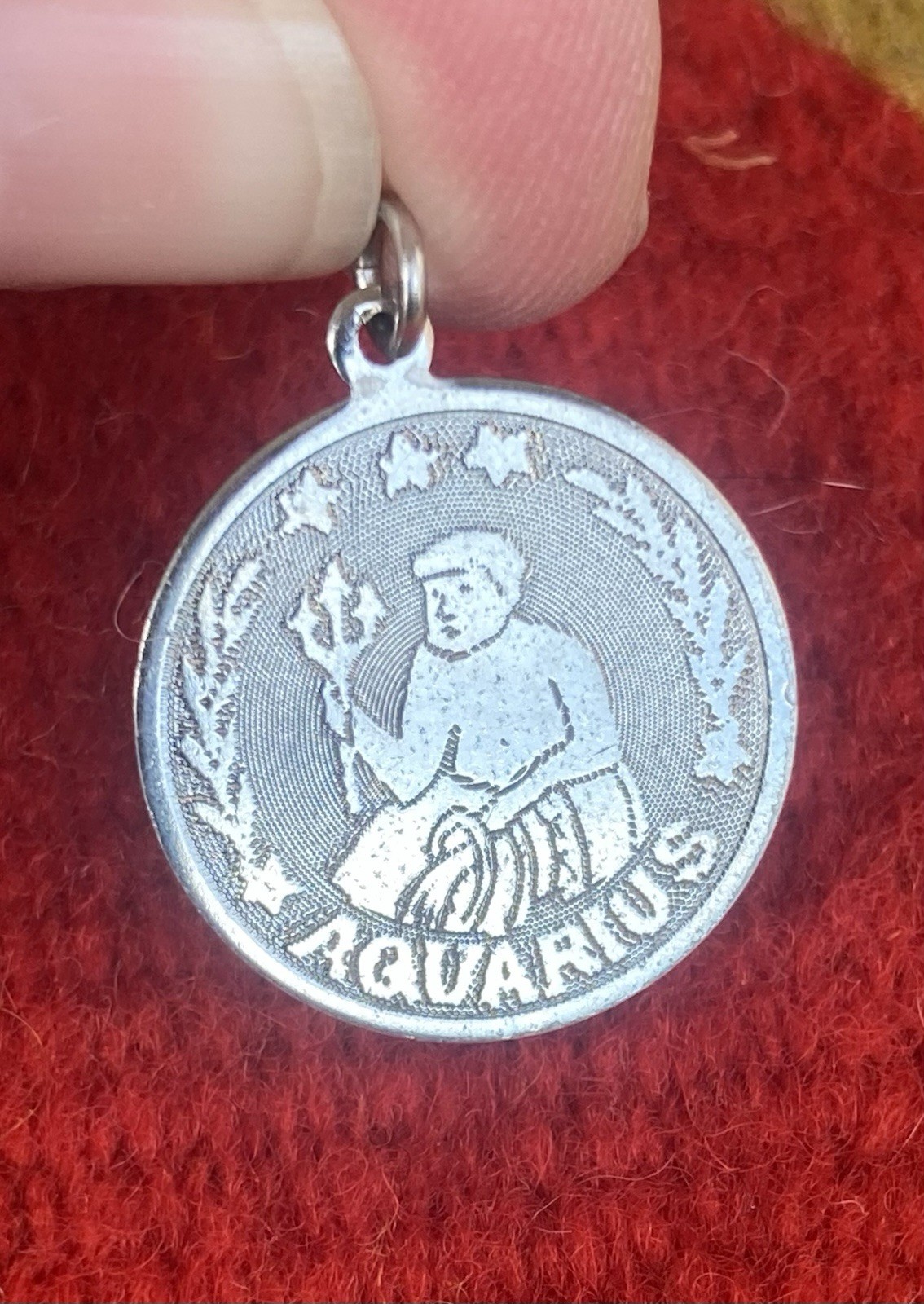 Vintage Danecraft Sterling Silver Aquarius Zodiac Astrology Charm Pendant 3.2g