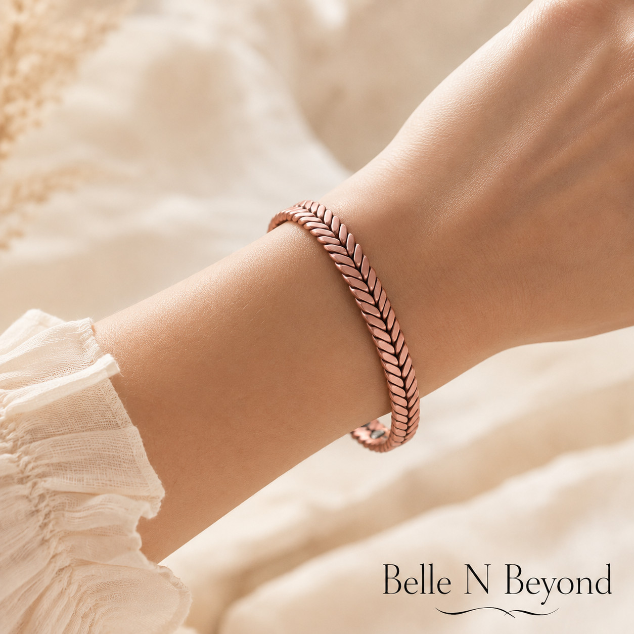 Pure Copper Magnetic Bracelet Adjustable Braided Cuff 6 Magnets Unisex