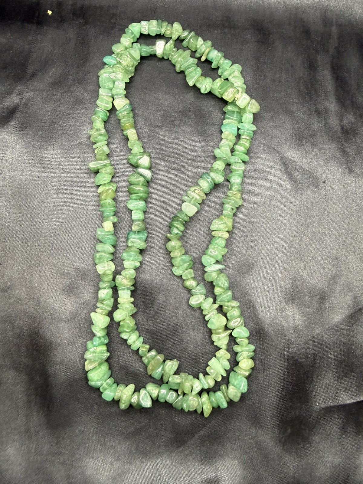 Vintage Green Quartz Crystal Chip Aventurine Strung Necklace 34 Inch 99 Gram D6