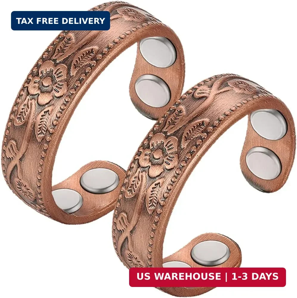 Vicmag Copper Magnetic Ring for Women 99.9% Copper Finger Ring Strong Magnet Rin