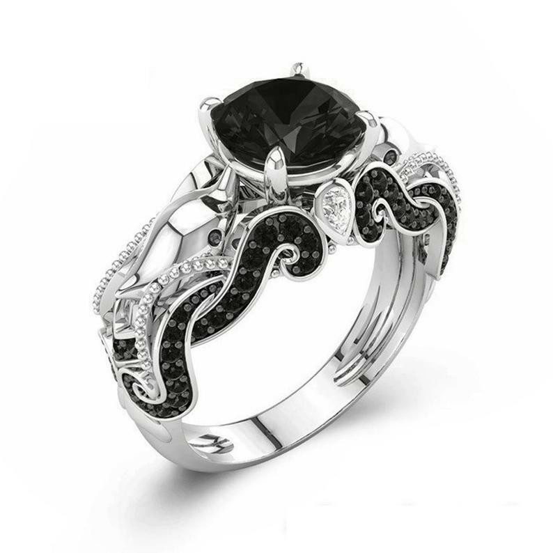 1.64 Ct Back Round CZ Engagement Wedding Ring In Solid 925 Sterling Silver