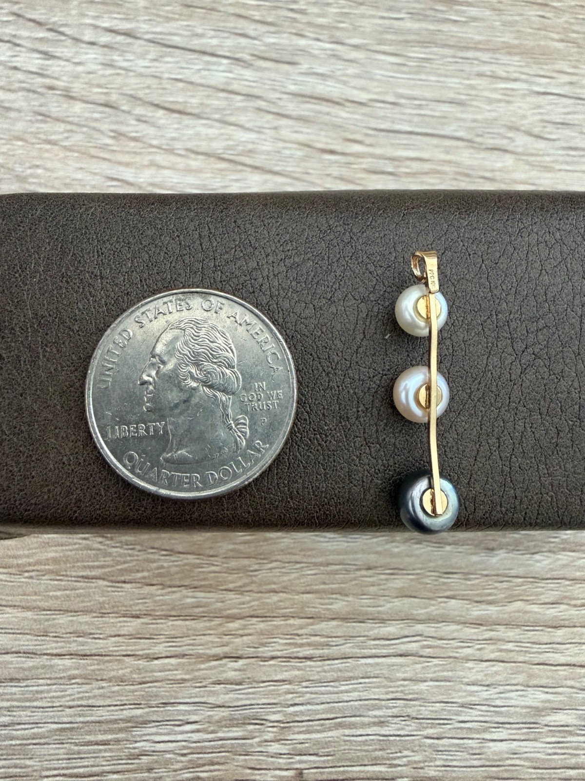 10k Solid Yellow Gold Tri-color Pearl Elegant Pendant Marked PPC