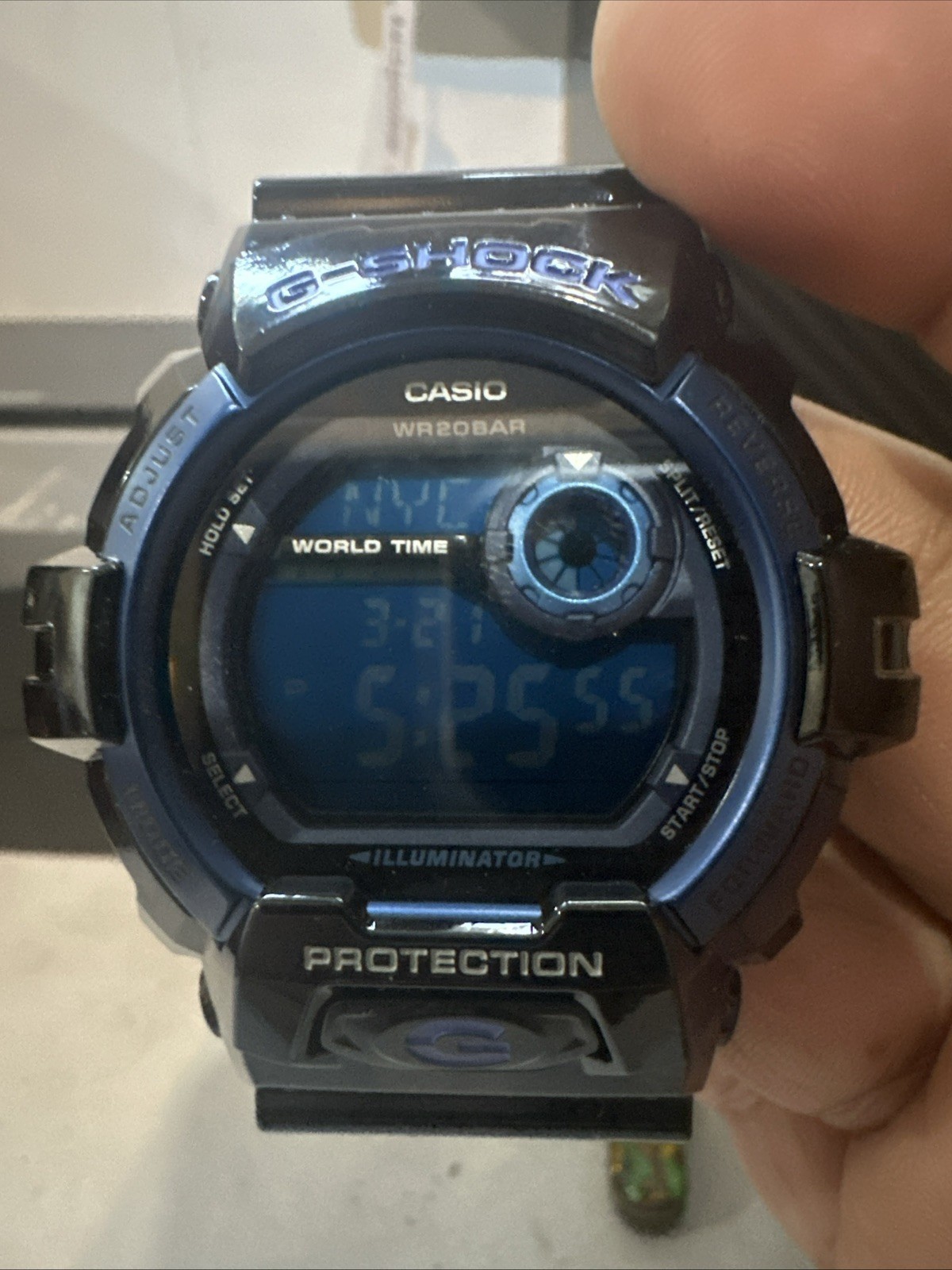 Casio G-Shock Men’s Blue Dial Black Strap Quartz Digital 52mm Watch G-8900A