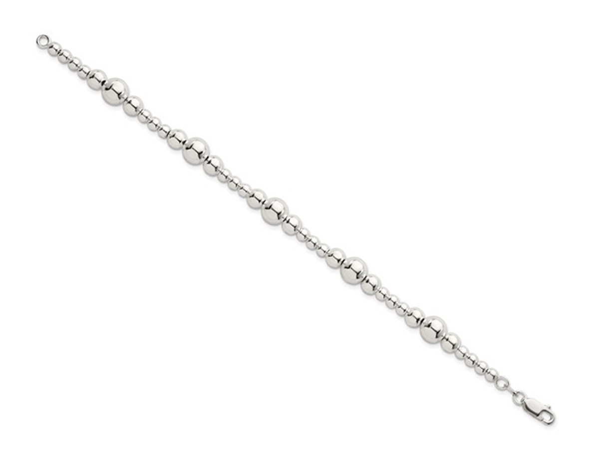 Sterling Silver Polished Multi Bead Bracelet (7.5 Inches)