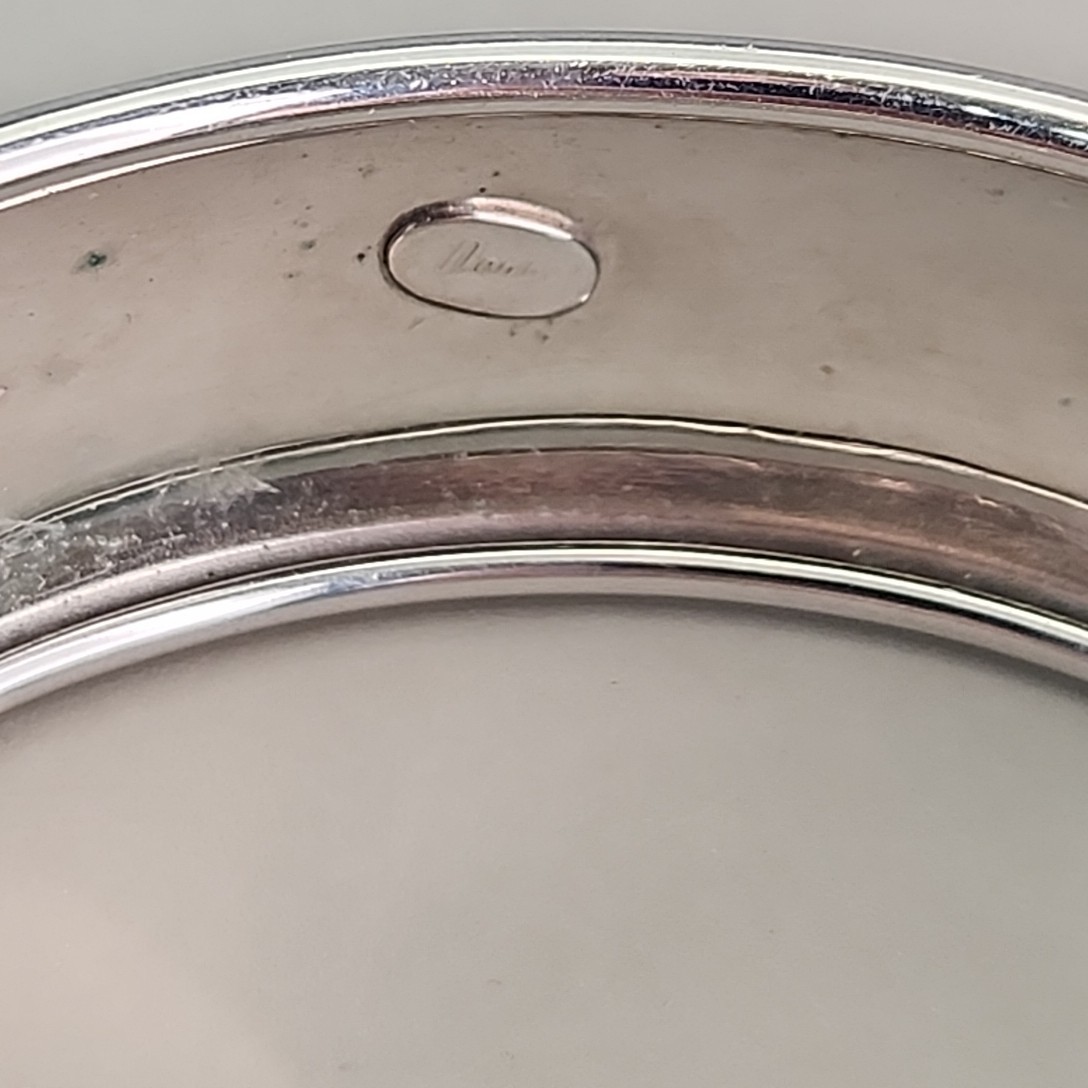 Vintage Hinged Bangle Bracelet Blue Rhinestone Silver Tone Signed 6.75″