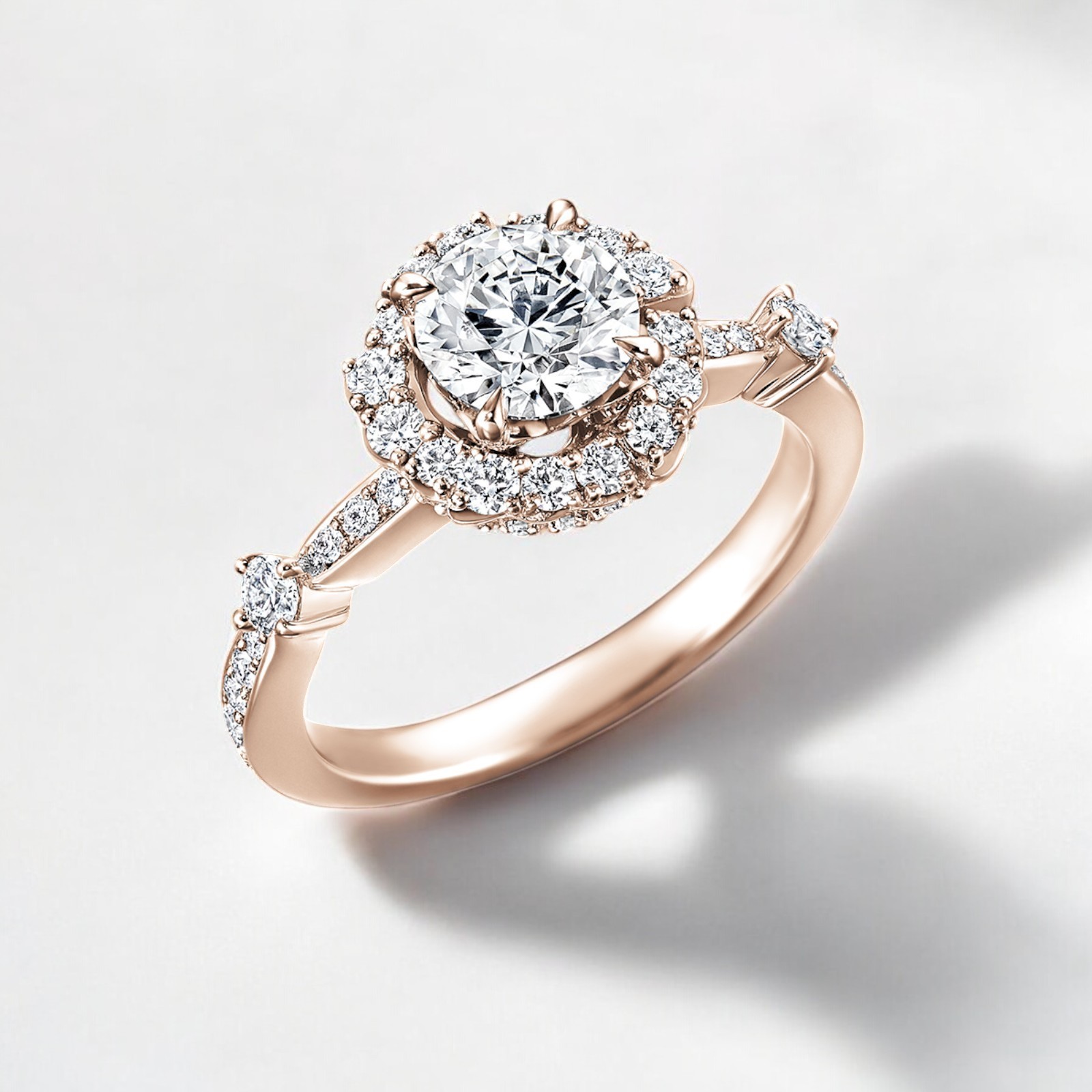 2.75 Ct Round Cut IGI Certified Lab Grown Diamond Engagement Ring 14K Rose Gold