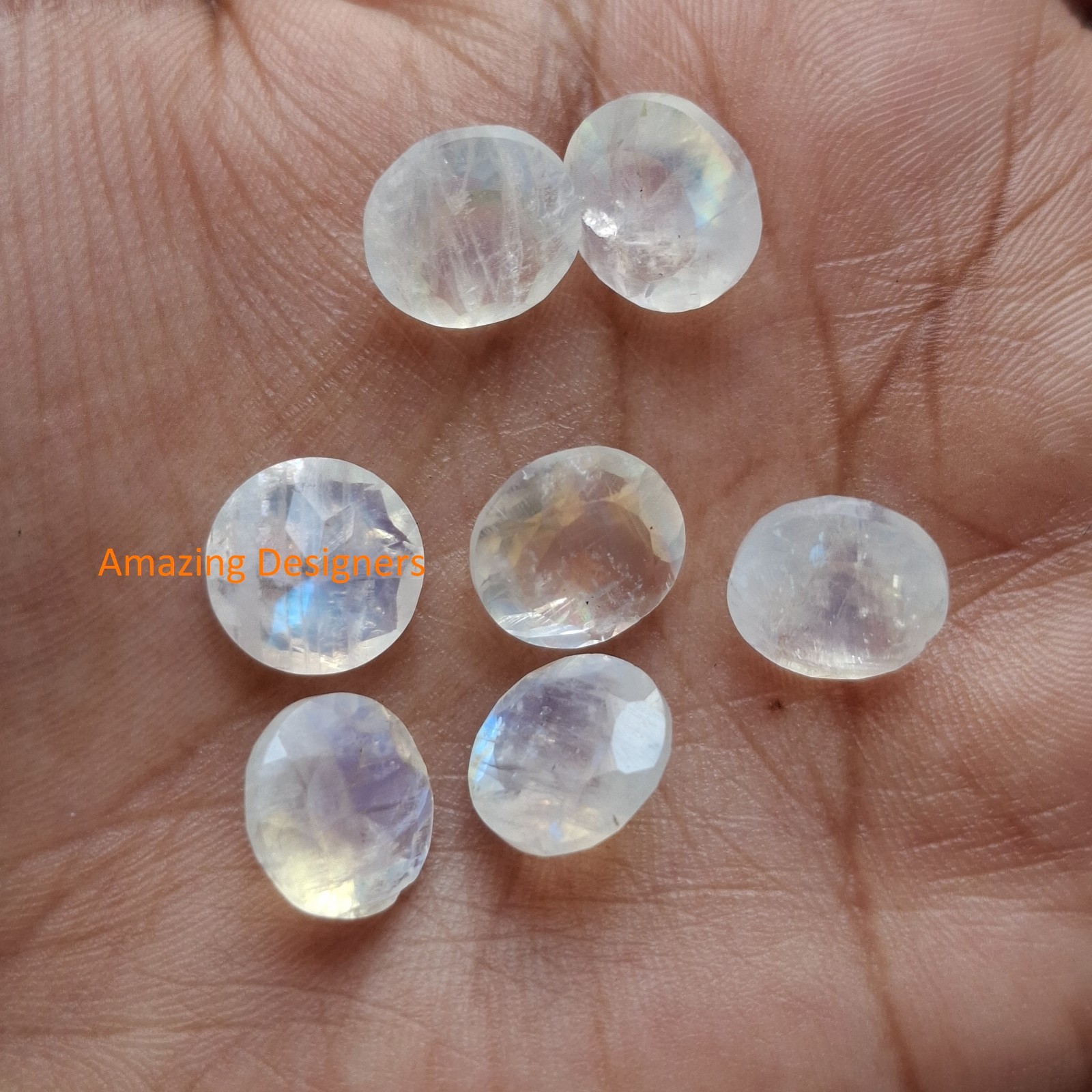 Natural Rainbow Moonstone Round Faceted Cut 3mm to 15mm Loose Gemstone