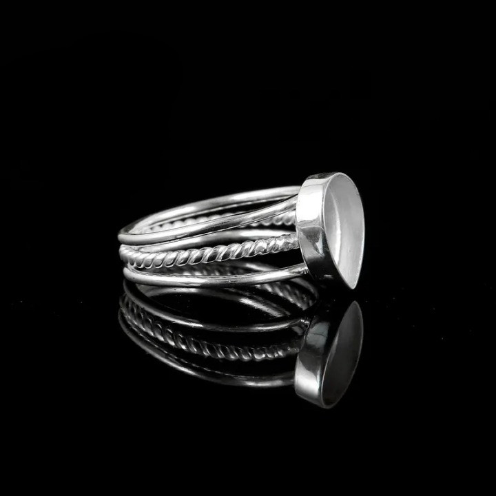 925 Sterling Silver 5x7mm Pear Bezel Ring Blank Triple Band Handmade DIY Jewelry