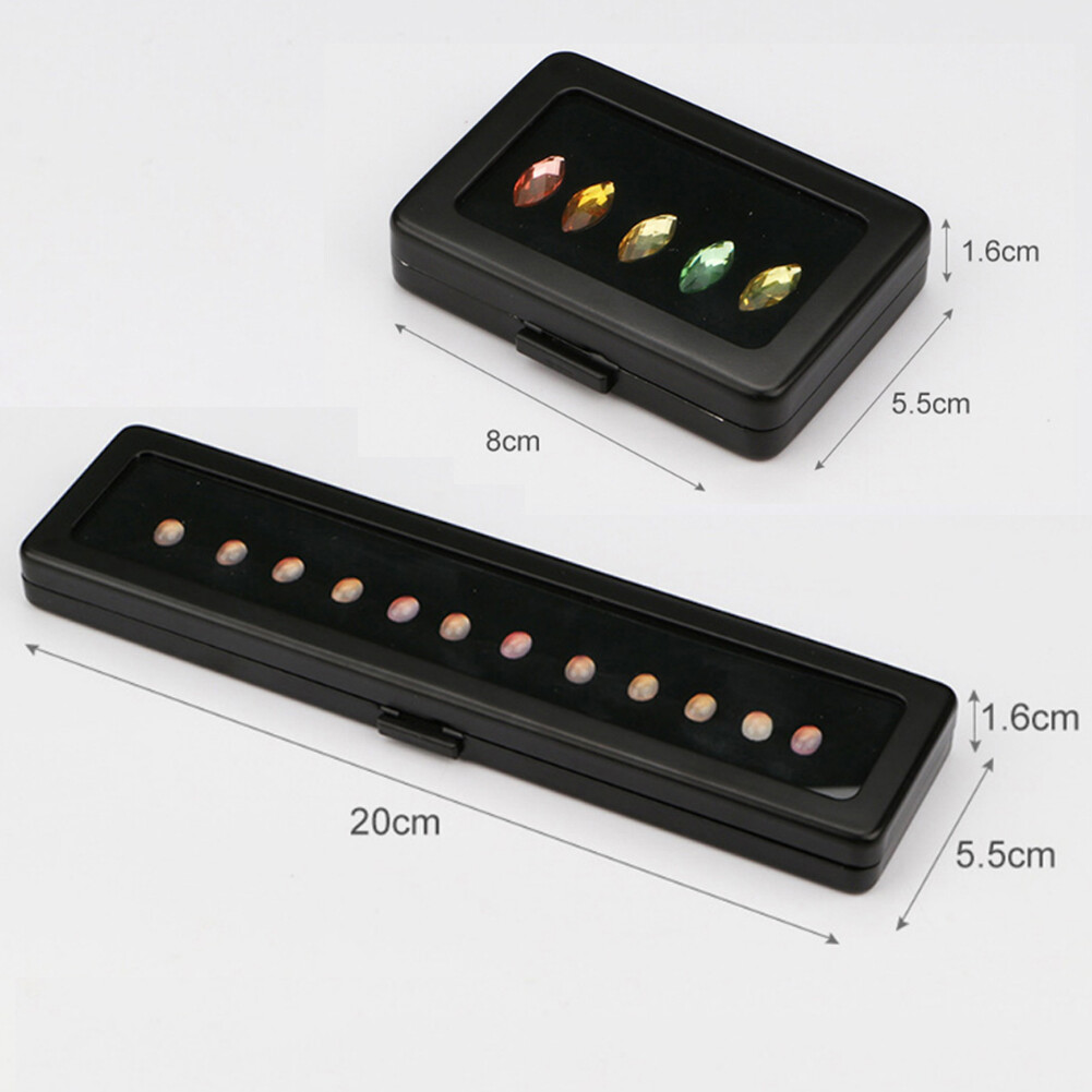 Walnut Wood Ring Display Box Plastic clear Crystal Box Jewelry Gems Storage Box