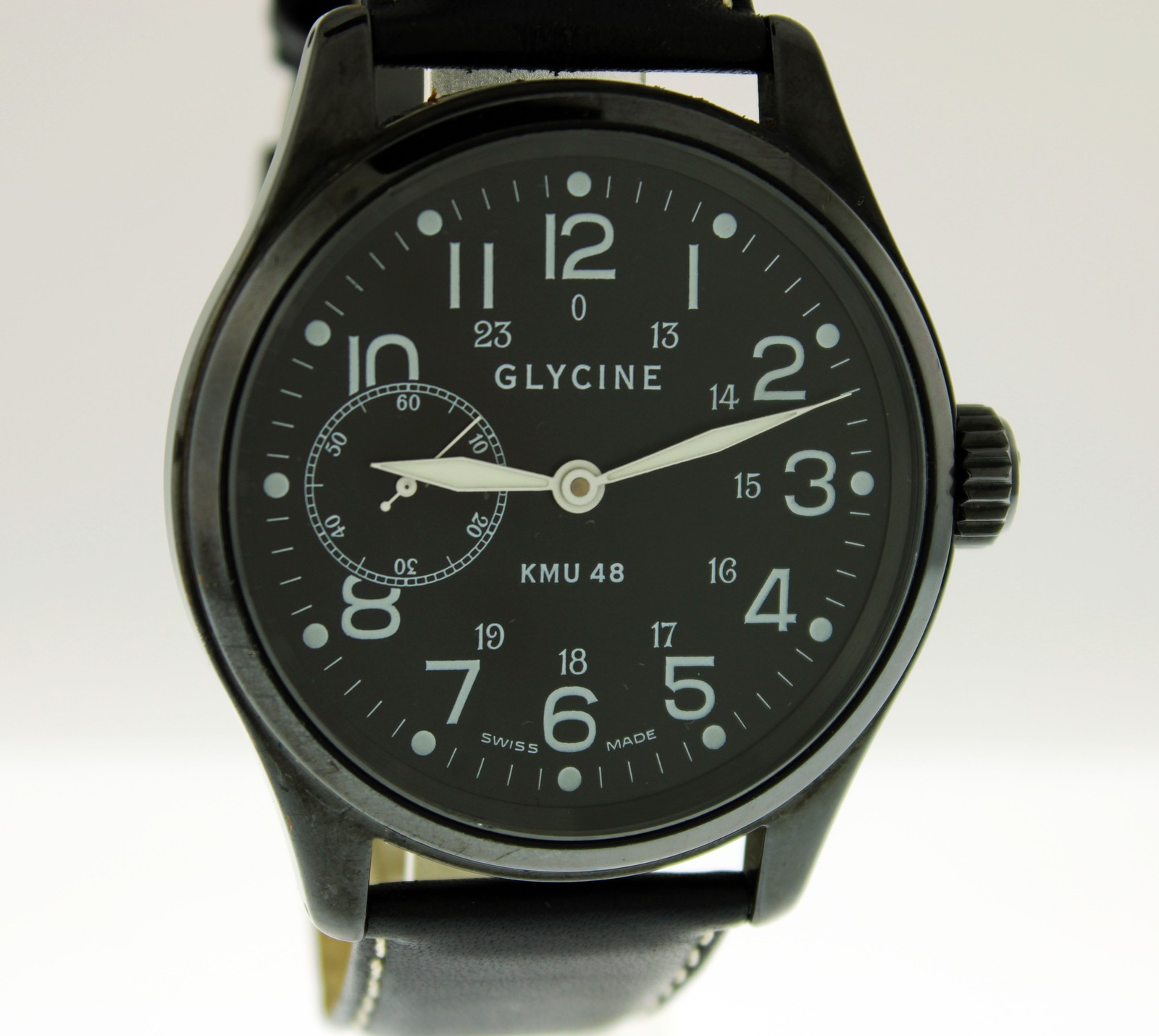Glycine KMU 48 3788 48mm Stainless Steel Black Dial Manual Watch