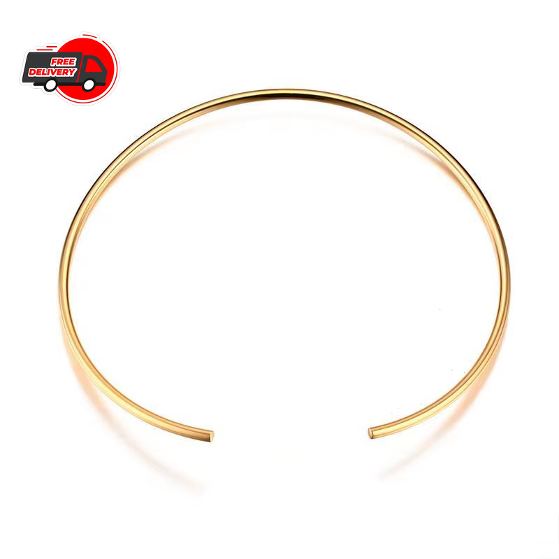 Stainles Steel Jewelry Chocker Collar Necklace for Women Open Neck Cuff Torques