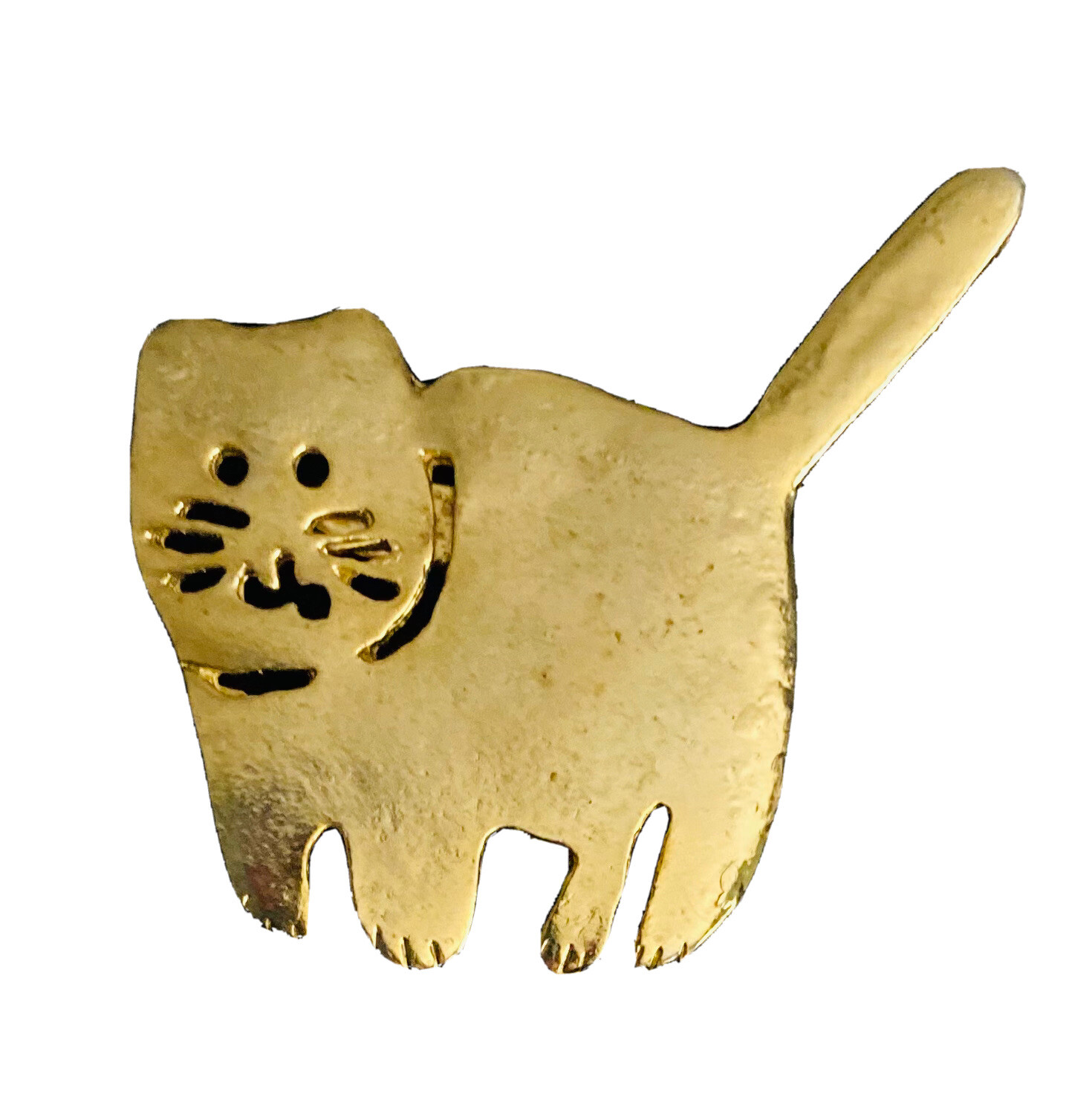 Vintage 1980’s Gold Tone Cat Brooch Pin Figural Jewelry Kitten Kitty 890