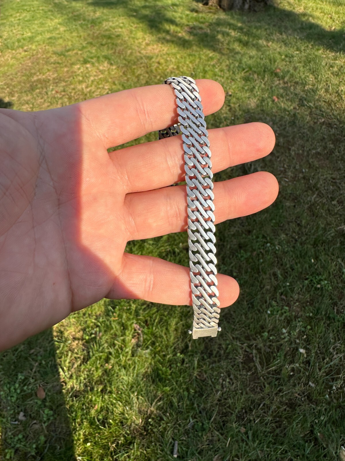 Custom Double Miami Cuban Figure Eight Link Bracelet 12mm Wide Real 925 Silver