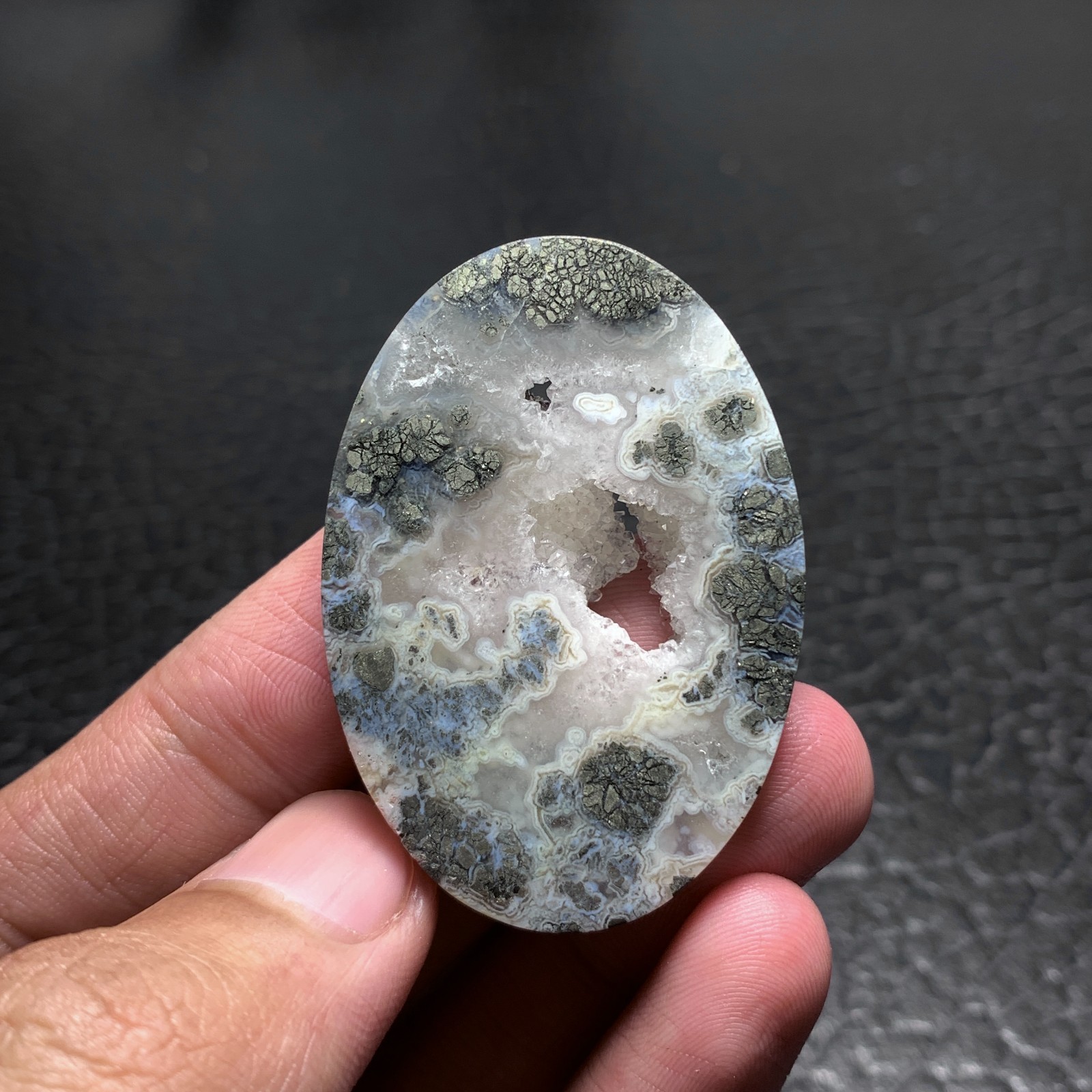Marcasite Agate Cabochon 45x32x6mm High Quality 65.5 ct