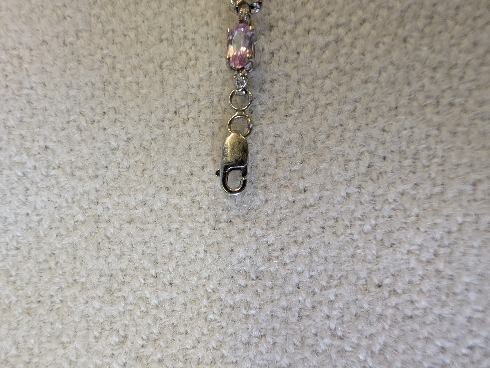 10k White Gold And Pink Sapphire Tennis Bracelet 7.25 Inches