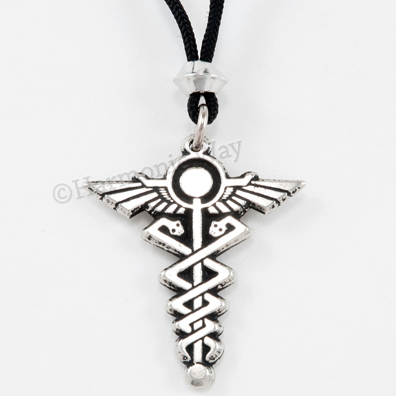 CADUCEUS Necklace Pendant medicine healing Healer’s pendant staff snake symbol