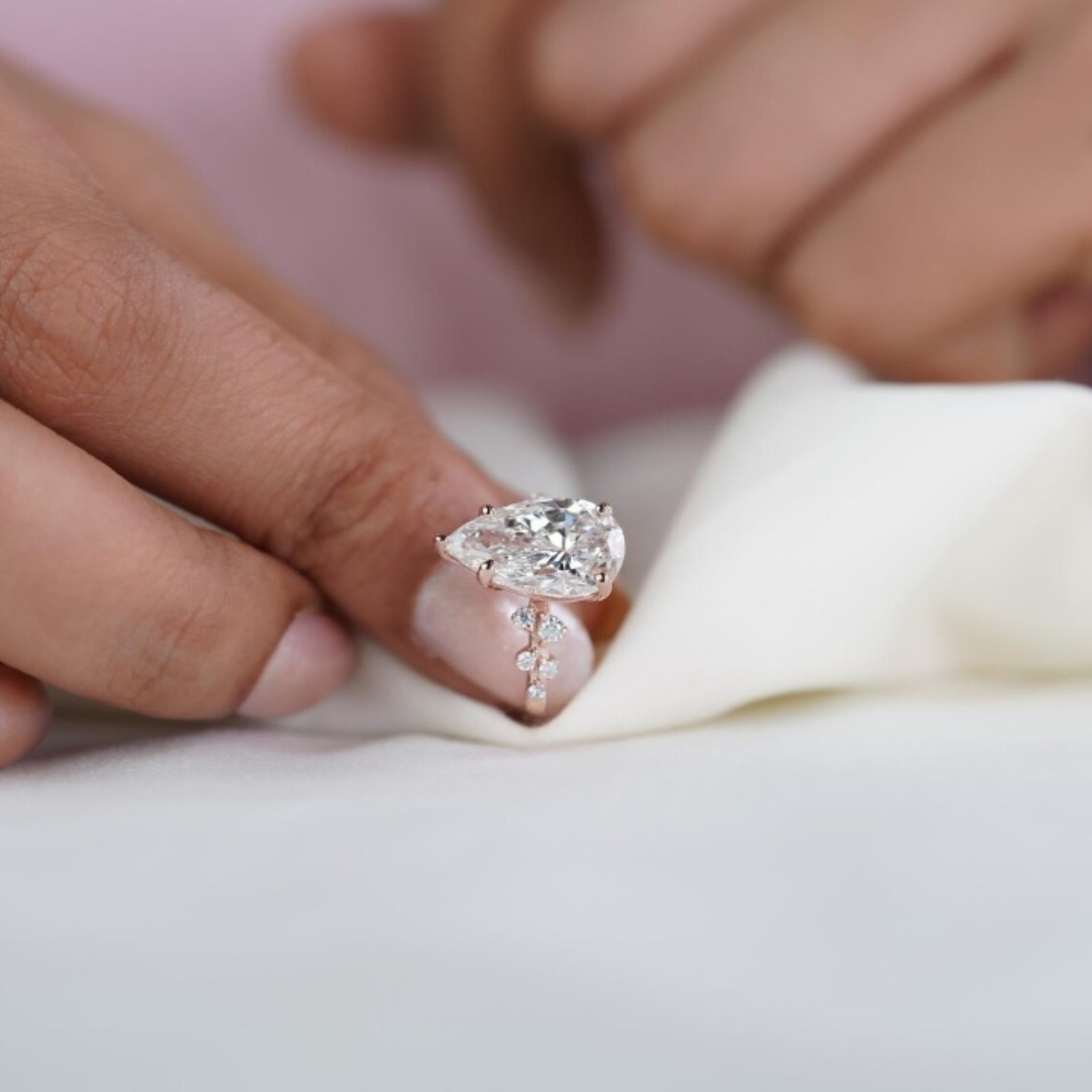 4.00 Carat Pear Cut Lab Created Diamond Solitaire Ring | 14k Solid Rose Gold
