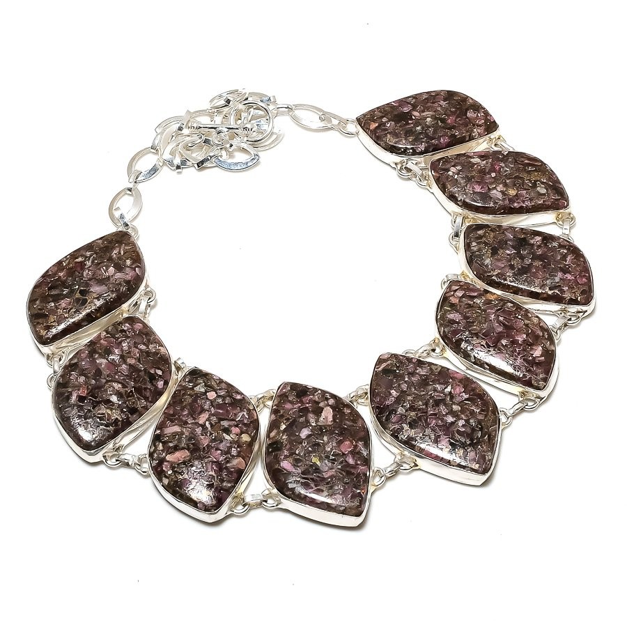 Copper Watermelon Tourmaline Gemstone Necklace Handmade Gift Jewelry 18″ DN 7023