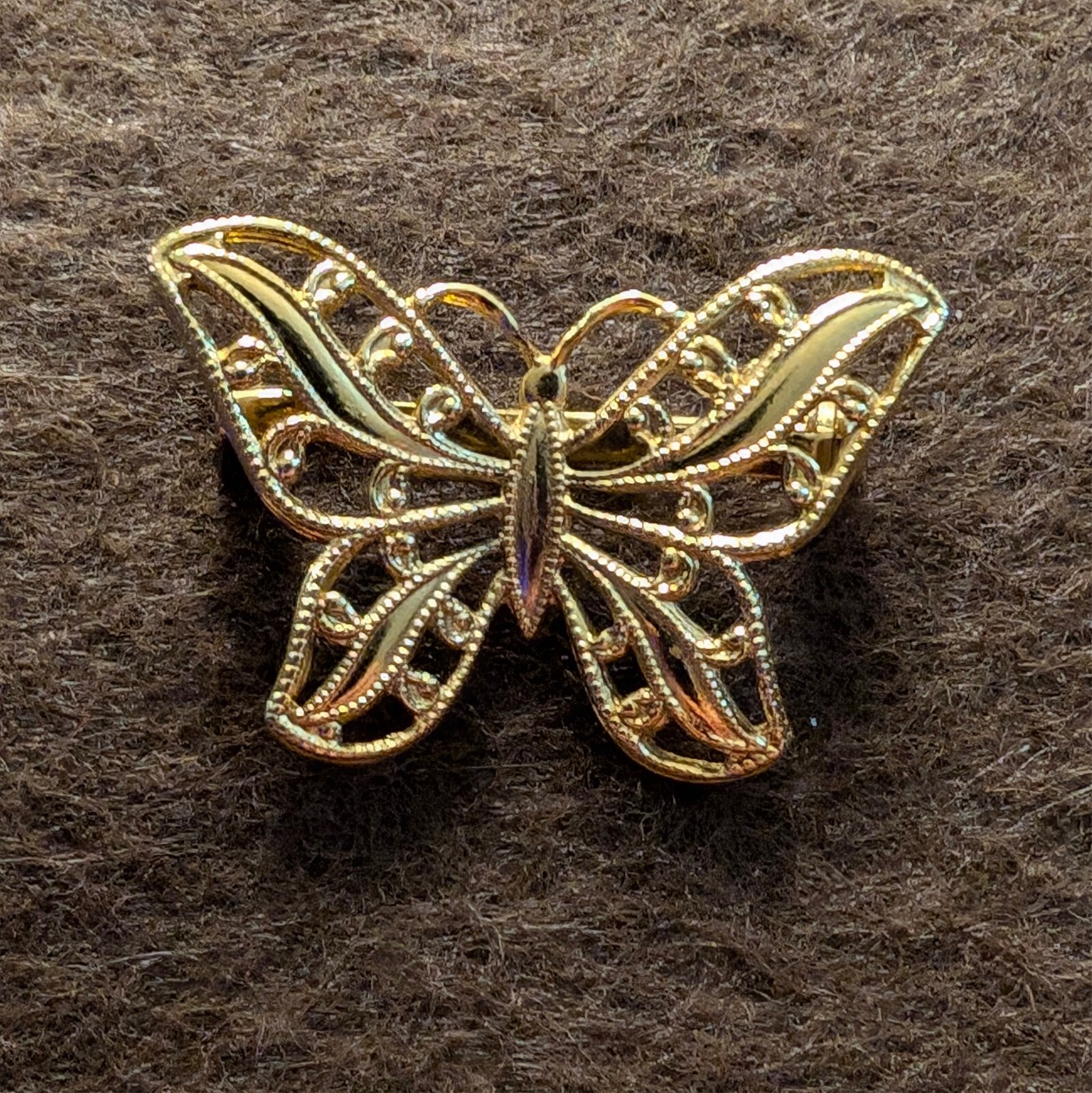 Vintage Gold Tone Signed Napier Filigree Butterfly Pin Brooch
