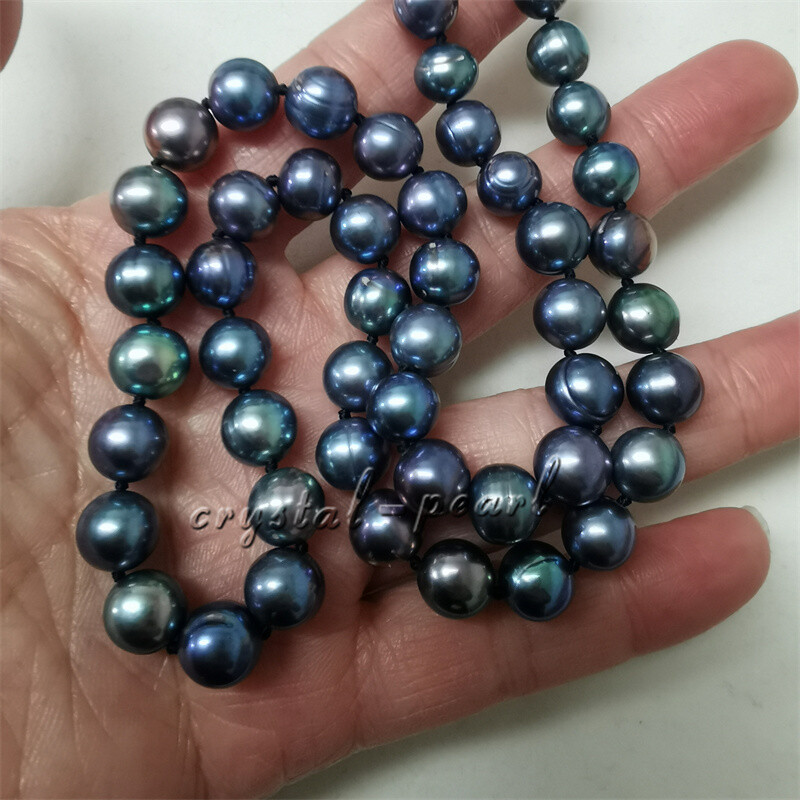 Real 36″ 30″ 24″ 20″ 18″ 16″ AAA 10-9 mm South Sea black PEARL NECKLACE 14k