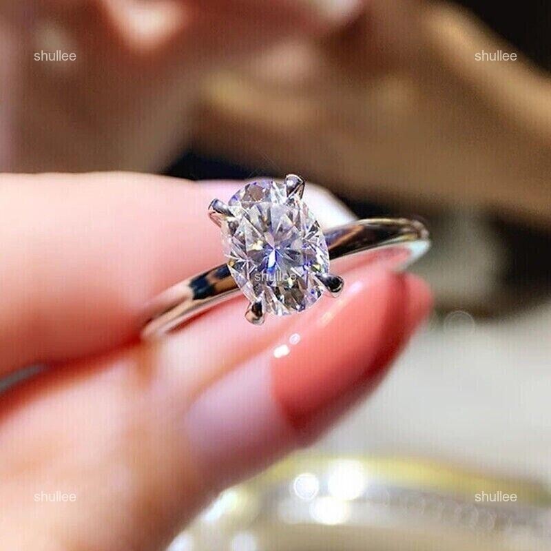 Lab Grown Diamond 18K White Gold Attractive Solitaire Handcrafted Ring Jewelry