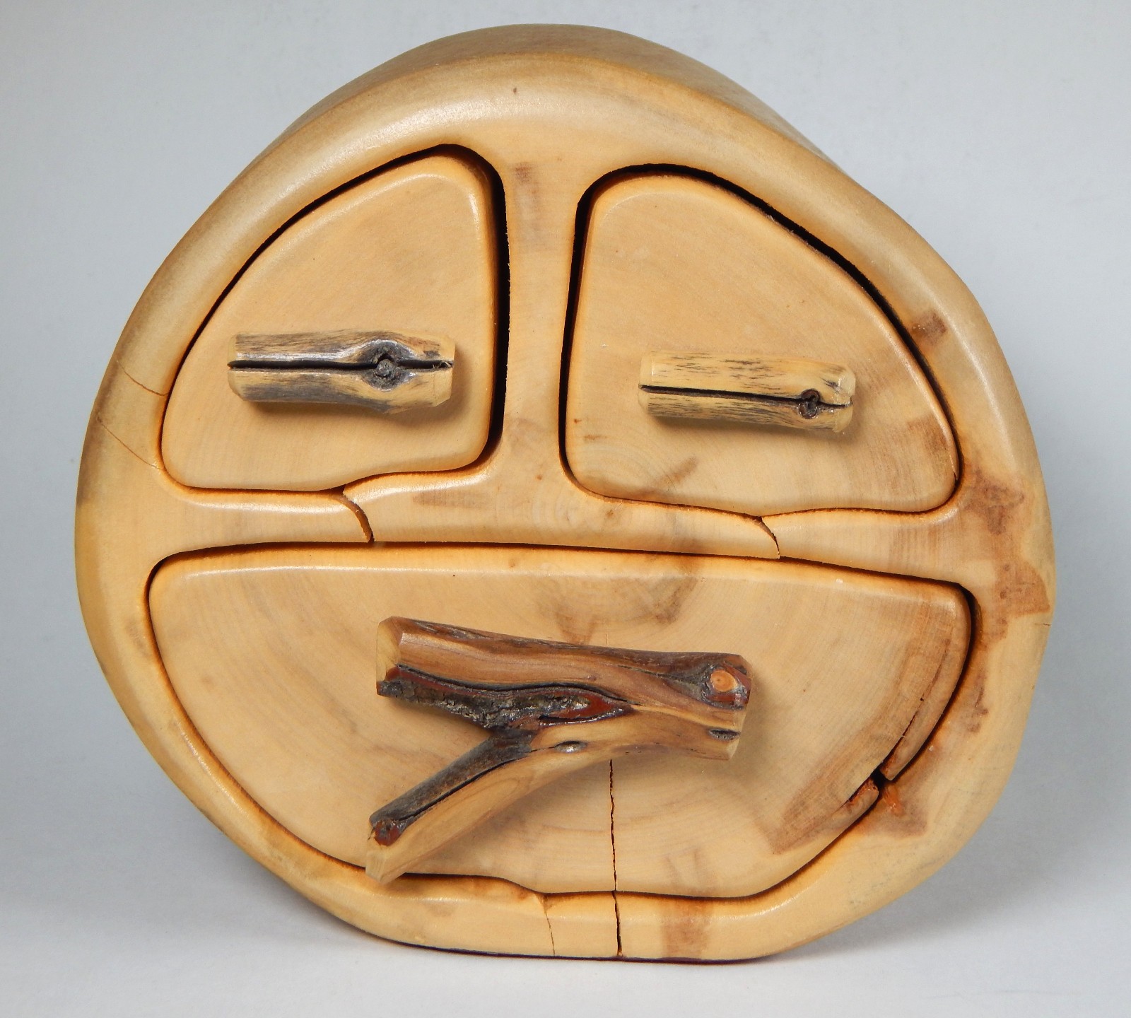 NATURE TURNS ASPEN WOOD JEWELRY TRINKET BOX + SECRET HIDDEN DRAWER CARVED LOG